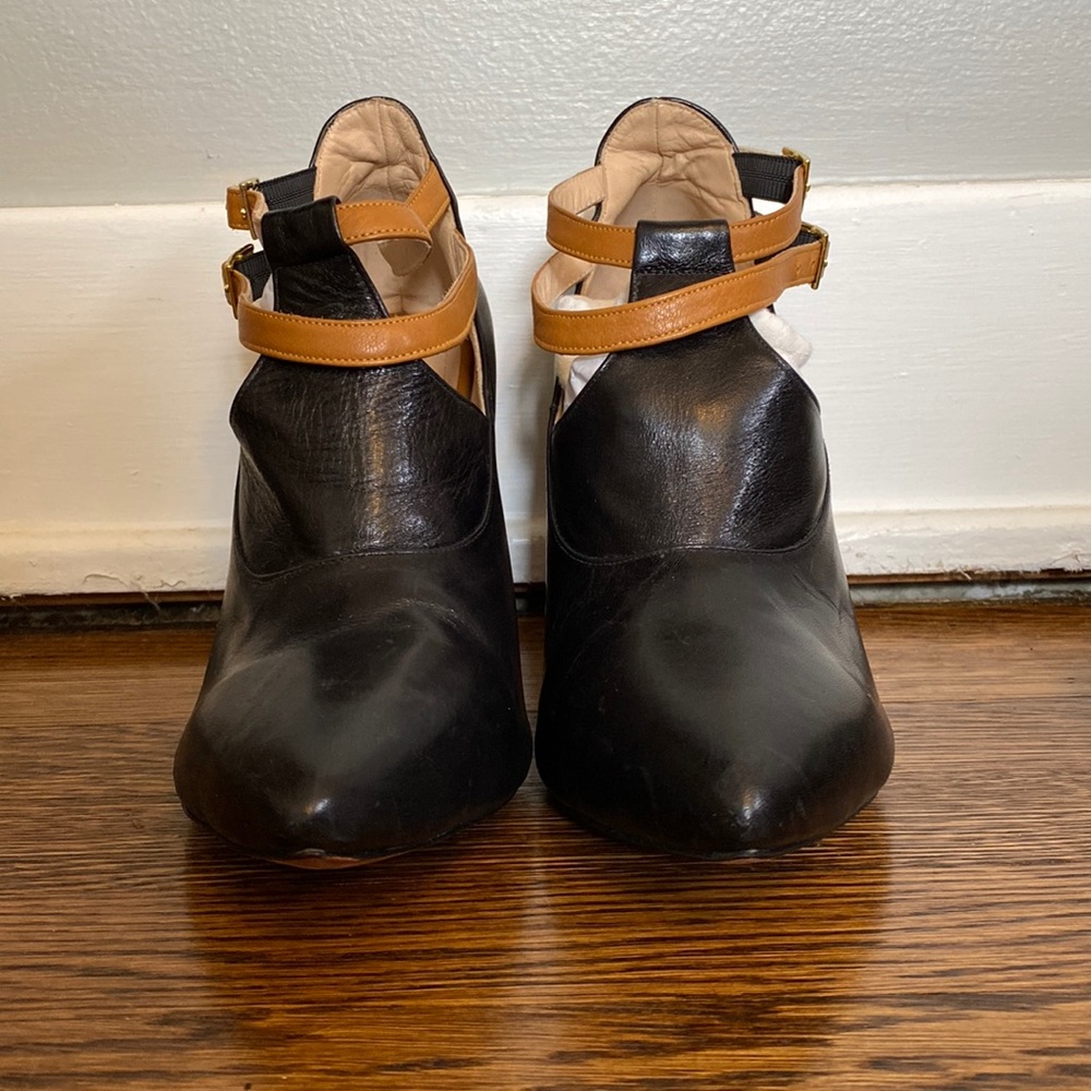 EUC black/cognac JB (handcrafted in USA) heels size 9.5